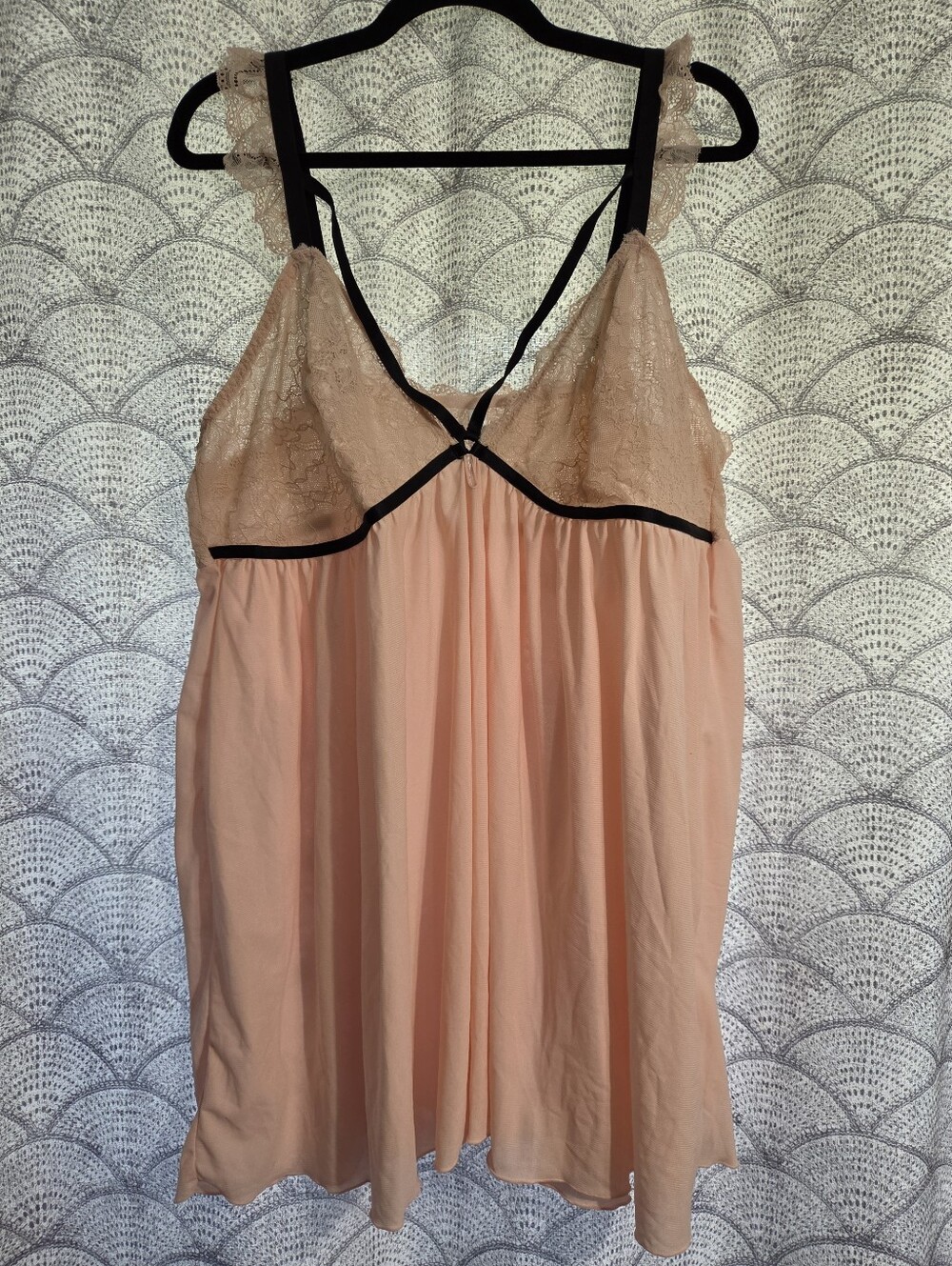 Torrid 4x Light Pink and Black Trim Strappy Babydoll Nightgown